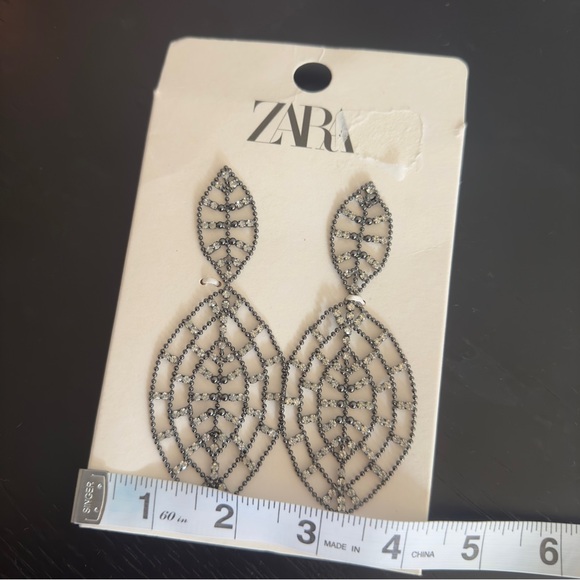 Zara Black Geometric Drop Earrings - Picture 5 of 6
